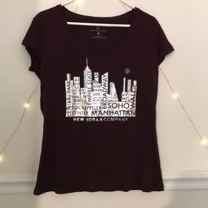maroon new york & co city skyline tee shirt